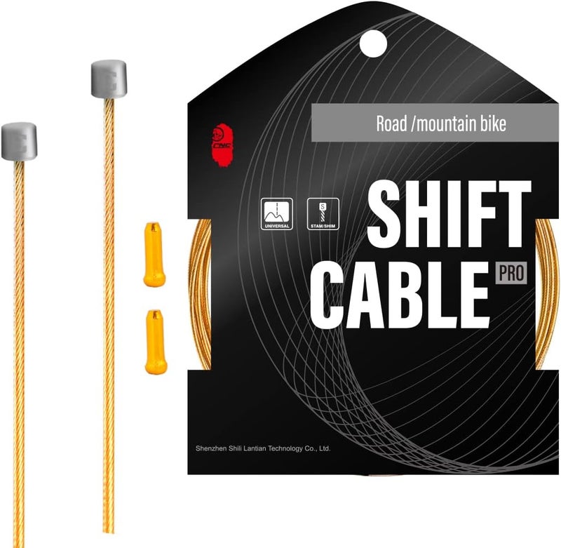 CNC Pro Slick Polished Bike Shifter Cable for Shimano/SRAM|Mountain Bike，Road Bike，MTB Derailleur Cable 1.2X 2100/2500/3000/3500mm，Gold. - Image 1